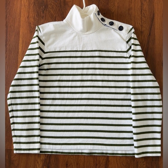 J. Crew Classic White And Olive Green Knit Top - Picture 8 of 11